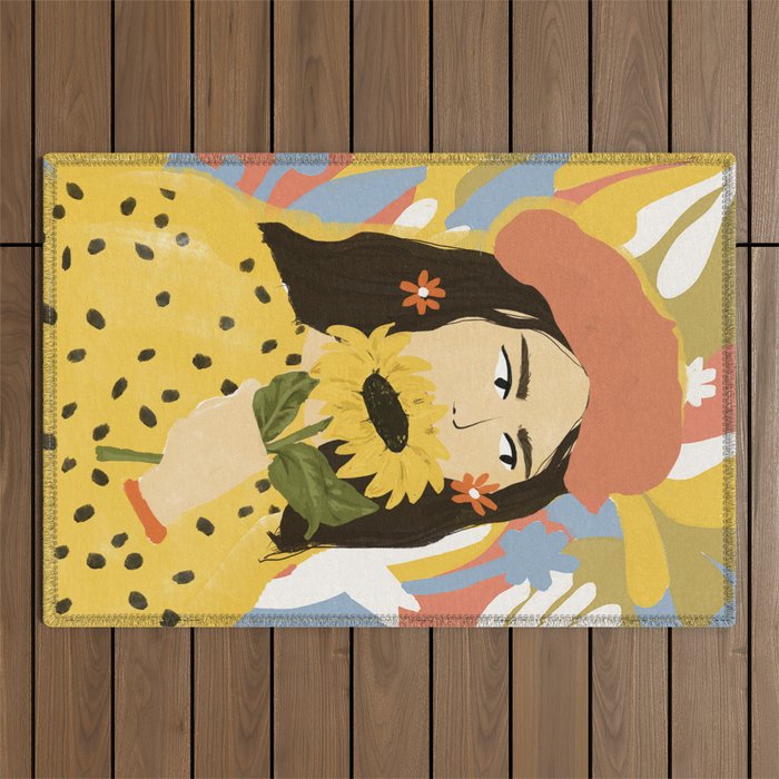 Sunflowers In Your Face Outdoor Rug Gallery Image 1