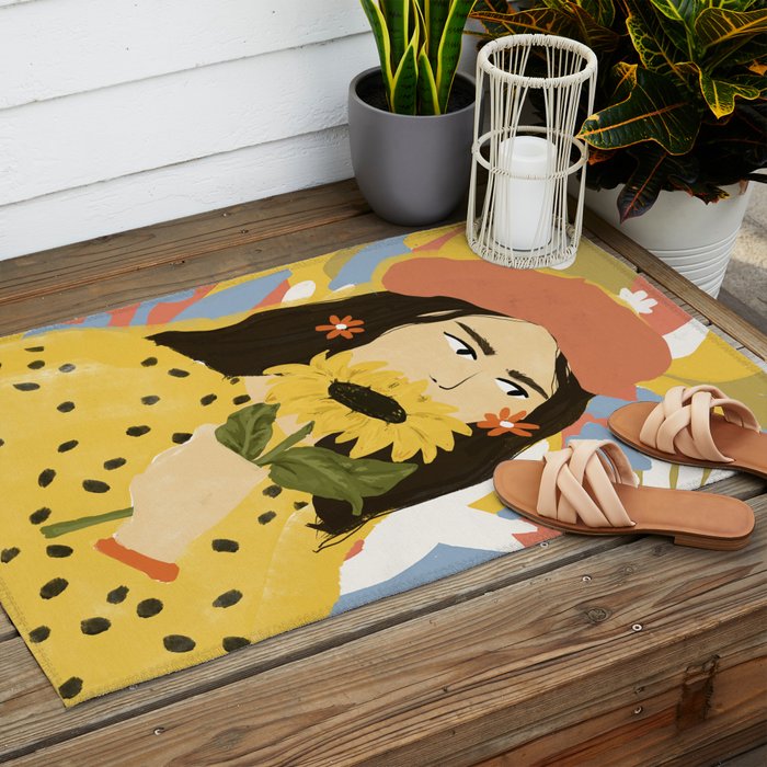 Sunflowers In Your Face Outdoor Rug Gallery Image 2
