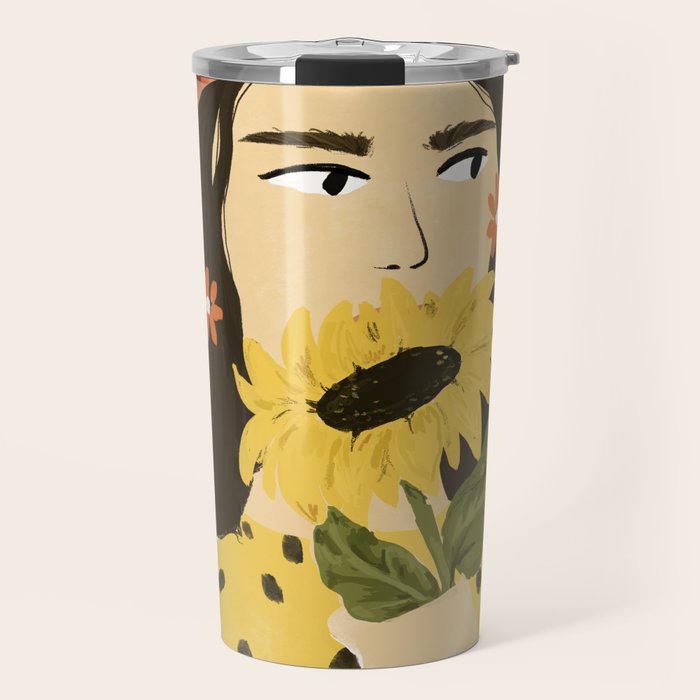 Sunflowers In Your Face Travel Mug Gallery Image 1