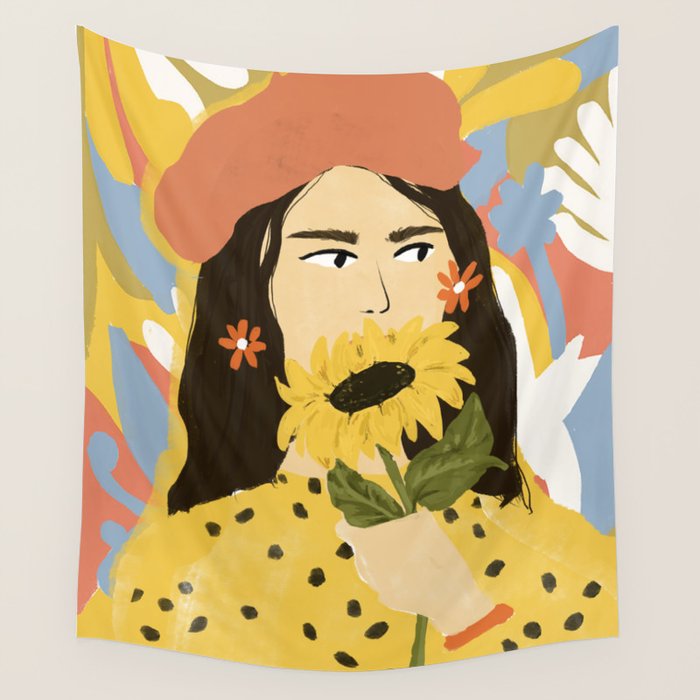 Sunflowers In Your Face Wall Tapestry Gallery Image 4