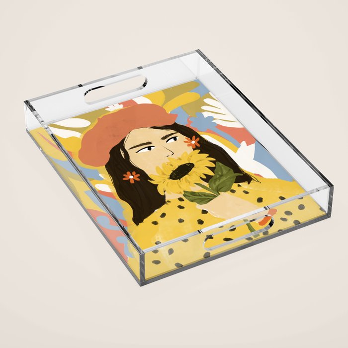 Sunflowers In Your Face Acrylic Tray Gallery Image 1