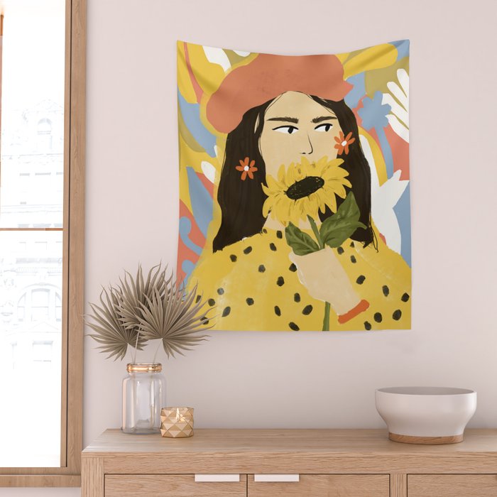 Sunflowers In Your Face Wall Tapestry Gallery Image 2
