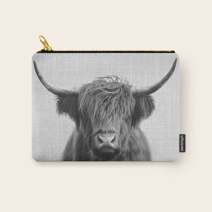 Highland Cow - Black & White Carry All Pouch Gallery Image 1