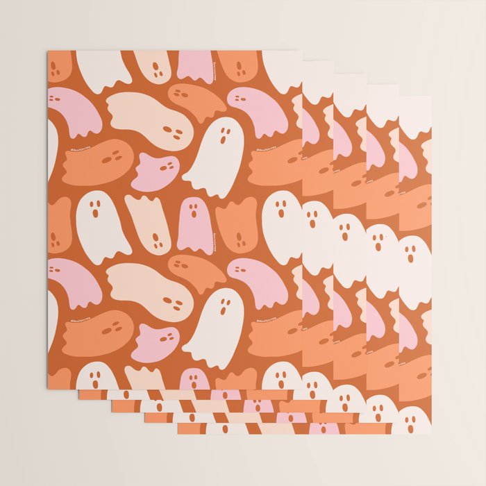 Ghost Print in Orange Wrapping Paper Gallery Image 3