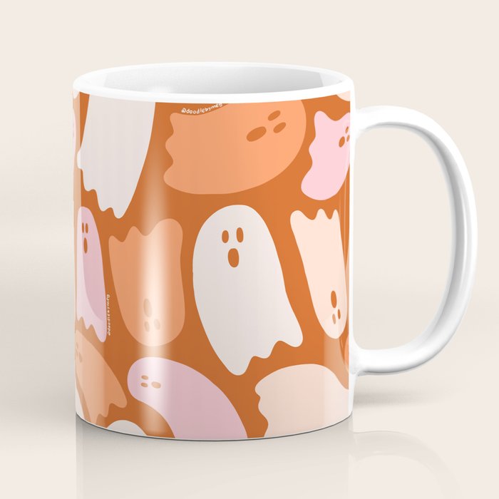 Ghost Print in Orange Coffee Mug Gallery Image 1