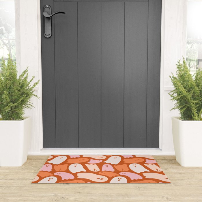 Ghost Print in Orange Welcome Mat Gallery Image 3