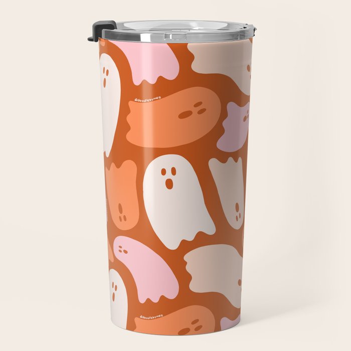 Ghost Print in Orange Travel Mug Gallery Image 3