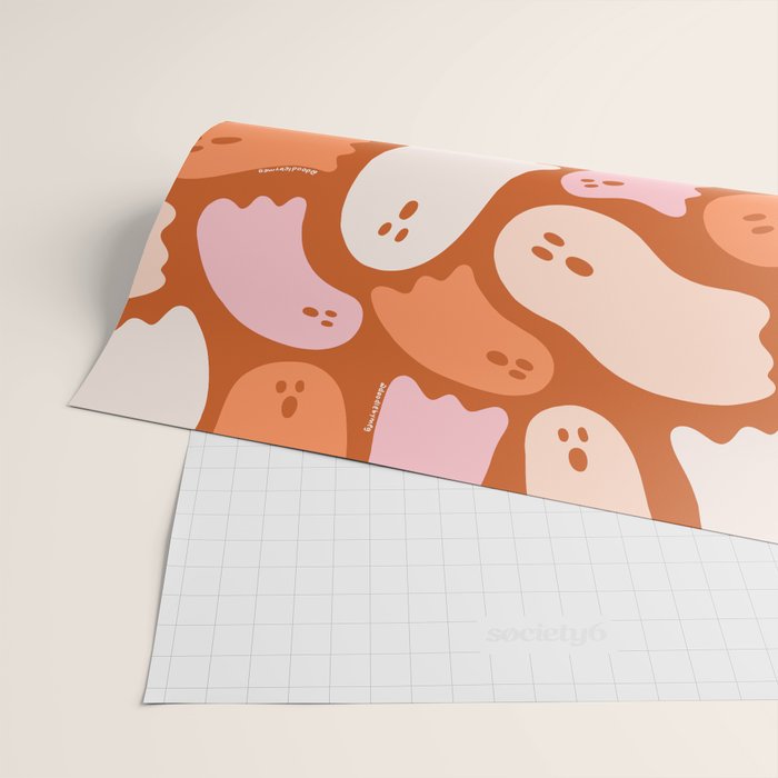 Ghost Print in Orange Wrapping Paper Gallery Image 2