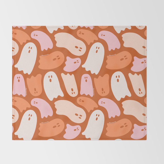 Ghost Print in Orange Throw Blanket Gallery Image 2