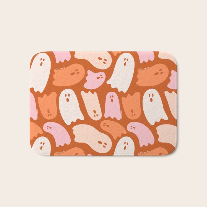 Ghost Print in Orange Bath Mat Gallery Image 1