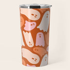 Ghost Print in Orange Travel Mug Gallery Image 1