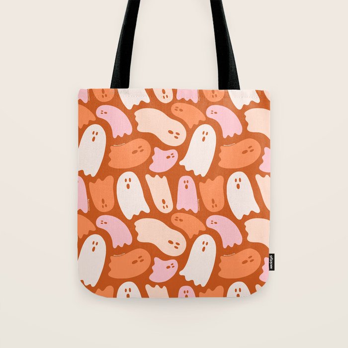 Ghost Print in Orange Tote Bag Gallery Image 1