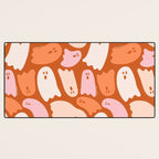 Ghost Print in Orange Desk Mat Gallery Image 3
