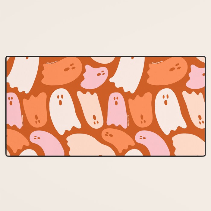 Ghost Print in Orange Desk Mat Gallery Image 3