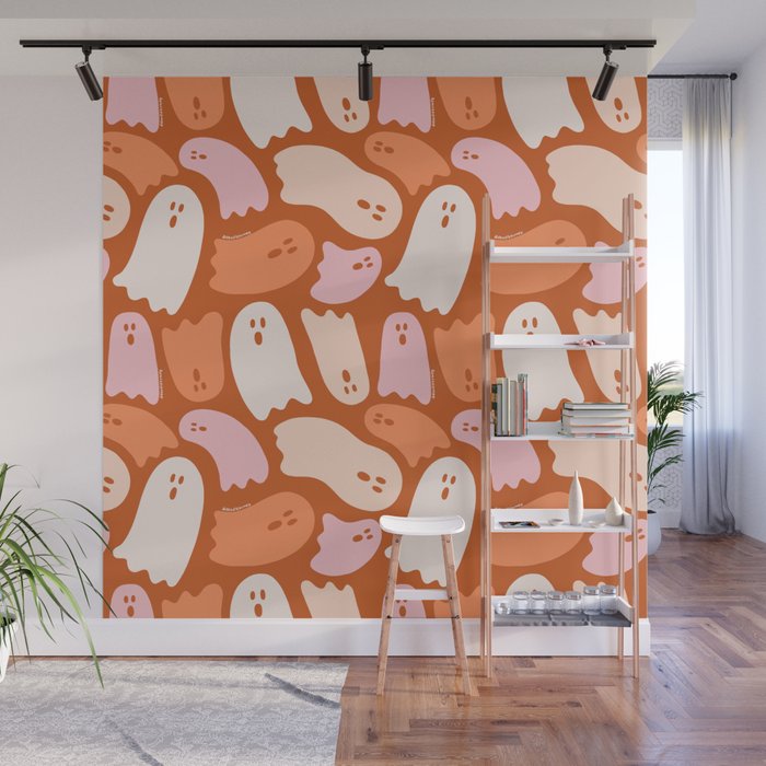 Ghost Print in Orange Wall Mural Gallery Image 1