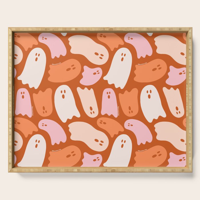 Ghost Print in Orange Serving Tray Gallery Image 1