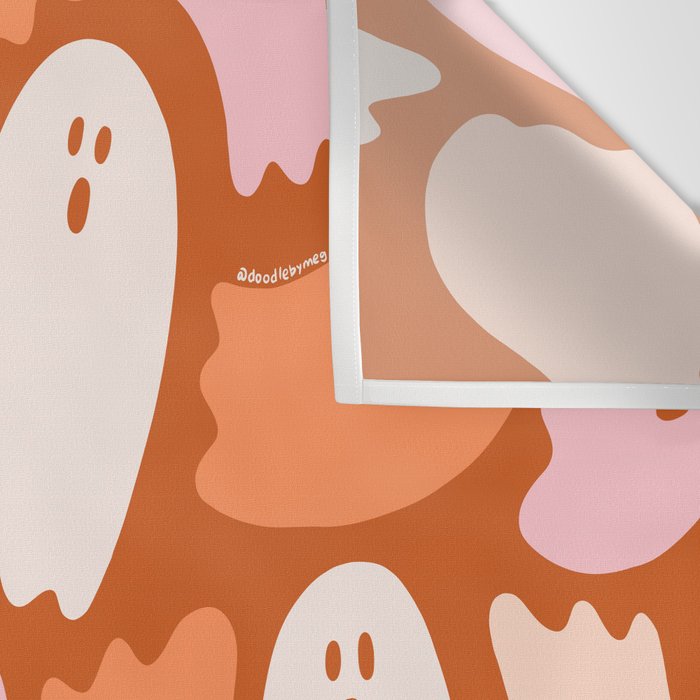 Ghost Print in Orange Wall Tapestry Gallery Image 3