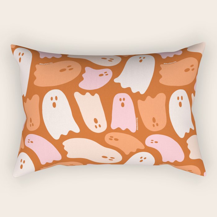 Ghost Print in Orange Rectangular Pillow Gallery Image 2