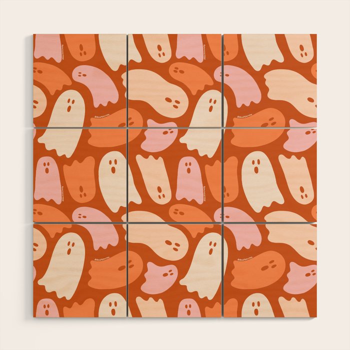 Ghost Print in Orange Wood Wall Art Gallery Image 1