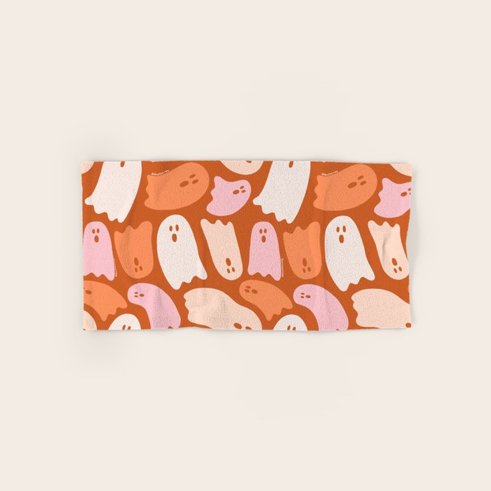 Ghost Print in Orange Bath Towel Gallery Image 1