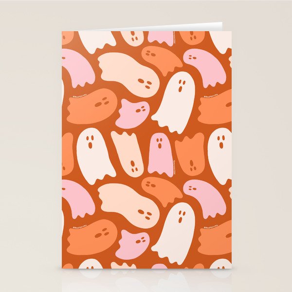 Ghost Print in Orange Stationery Card Gallery Image 2