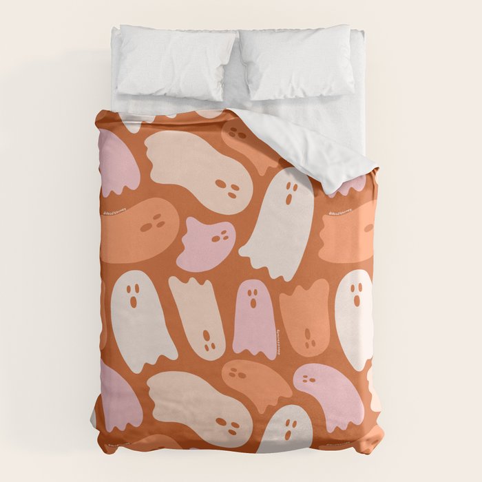 Ghost Print in Orange Duvet Cover Gallery Image 6