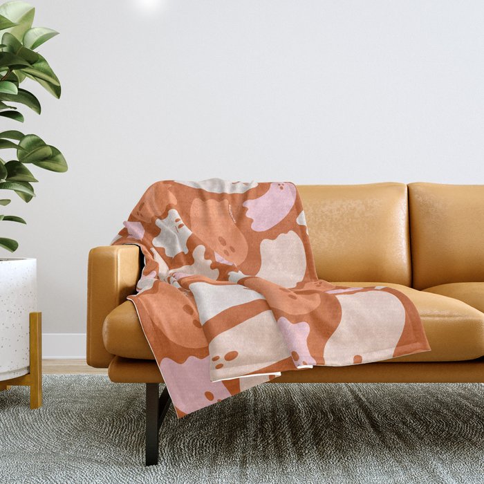 Ghost Print in Orange Throw Blanket Gallery Image 1