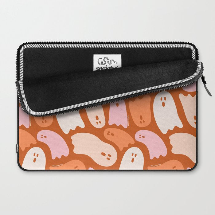 Ghost Print in Orange Laptop Sleeve Gallery Image 2
