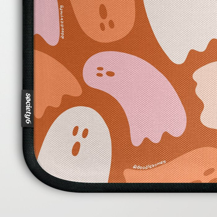 Ghost Print in Orange Laptop Sleeve Gallery Image 3