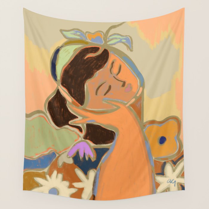 Woman at Peace  Wall Tapestry Gallery Image 1