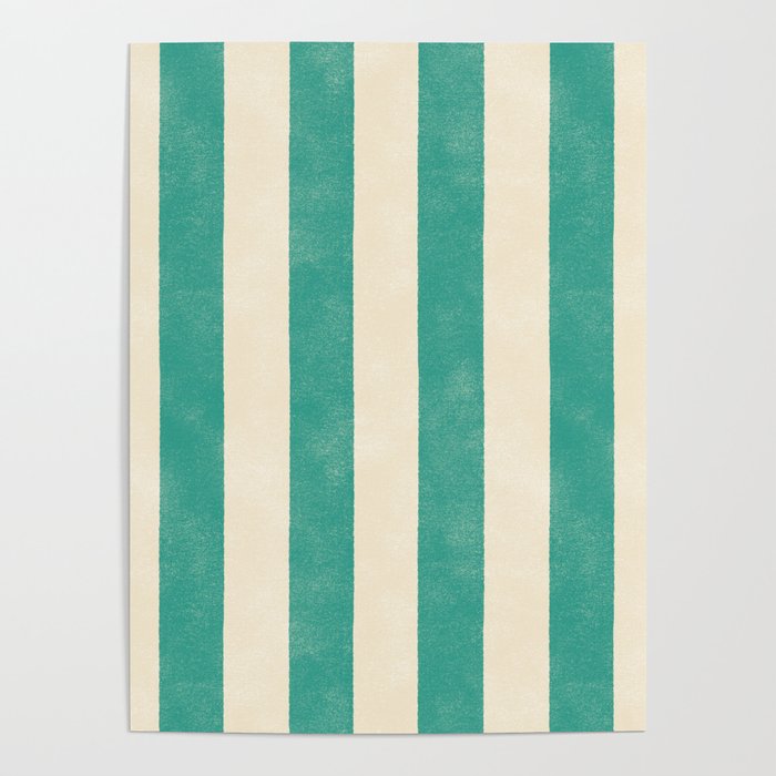Cabana Stripe - teal and cream Poster Gallery Image 4