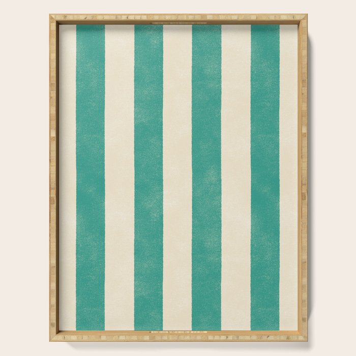 Cabana Stripe - teal and cream Serving Tray Gallery Image 1