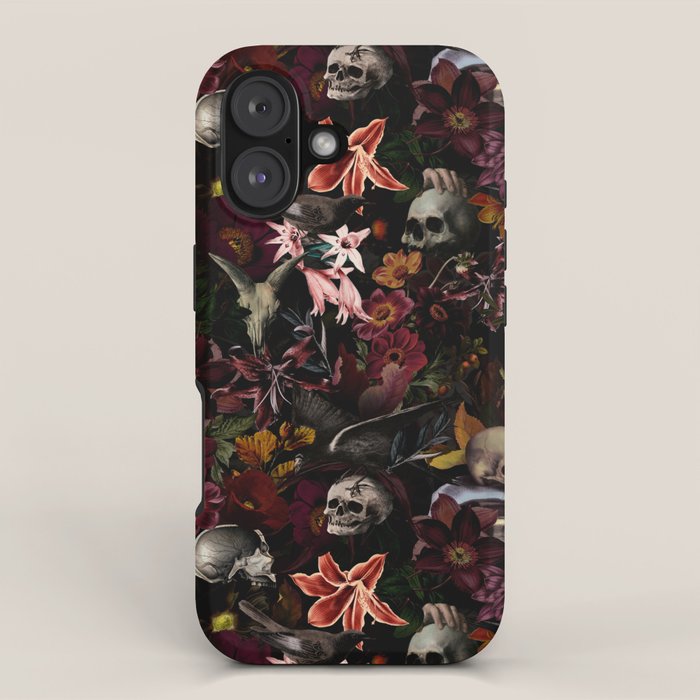 Gothic Night Skulls Flower Botanical Midnight Garden iPhone Case Gallery Image 1