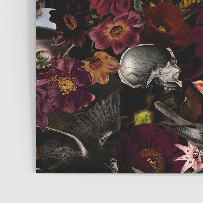 Gothic Night Skulls Flower Botanical Midnight Garden Poster Gallery Image 3