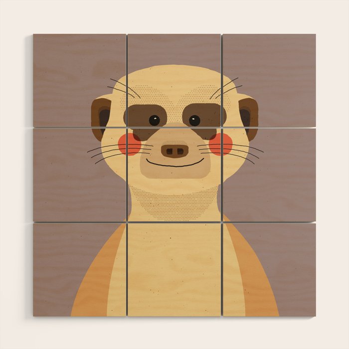 Meerkat, Animal Portrait Wood Wall Art Gallery Image 1