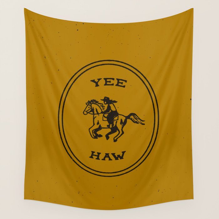 Yee Haw in Gold Wall Tapestry Gallery Image 1