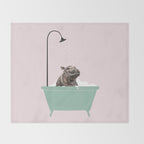 Hippo Enjoying Bubble Bath Throw Blanket Gallery Image 2