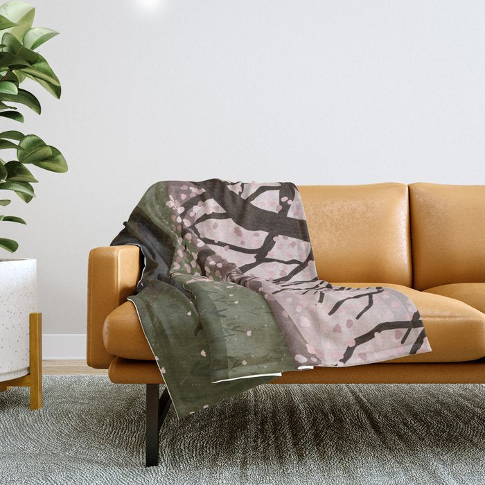 Almond Tree Throw Blanket Gallery Image 1