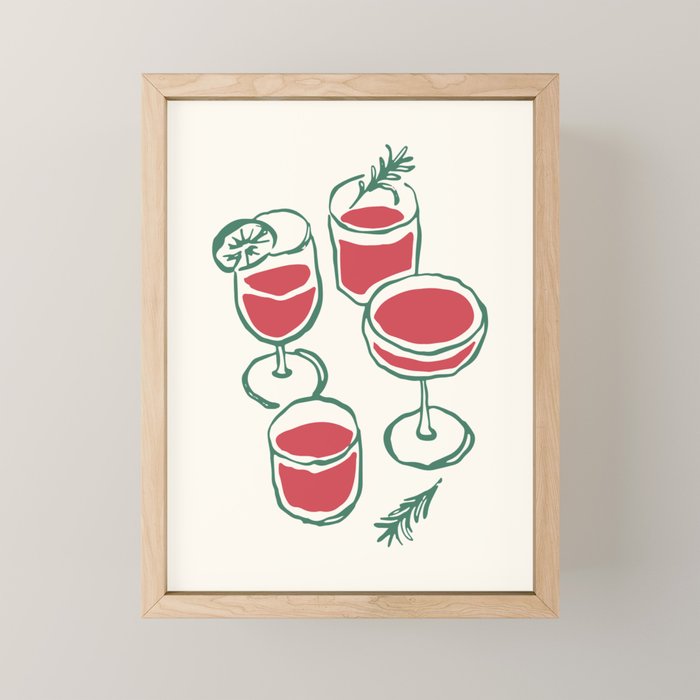 Christmas Cocktails Sketch Mini Art Print Gallery Image 1