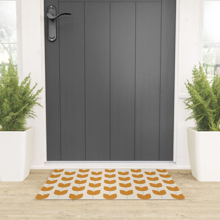 Spring Tulips V Orange Mid Century Flowers Welcome Mat Gallery Image 3
