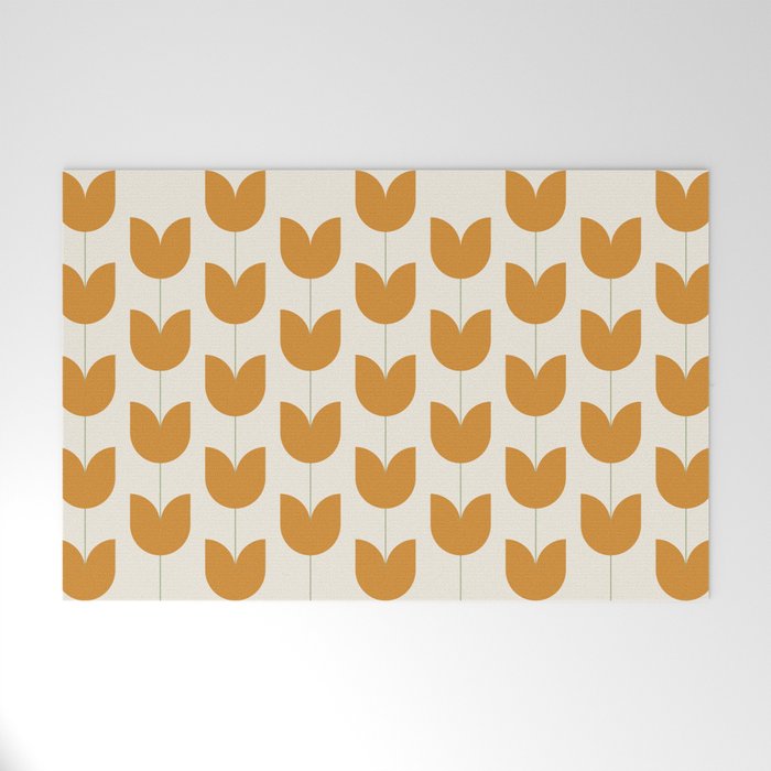Spring Tulips V Orange Mid Century Flowers Welcome Mat Gallery Image 1