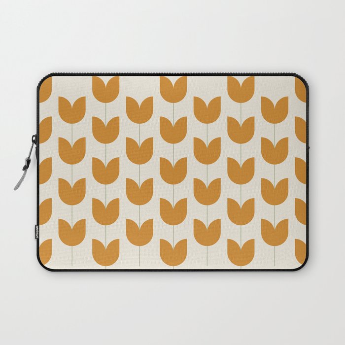 Spring Tulips V Orange Mid Century Flowers Laptop Sleeve Gallery Image 1