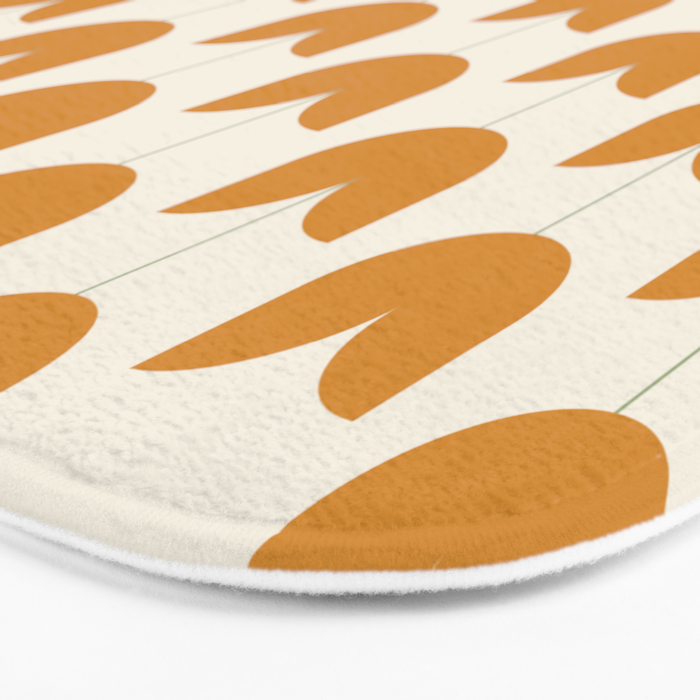 Spring Tulips V Orange Mid Century Flowers Bath Mat Gallery Image 3