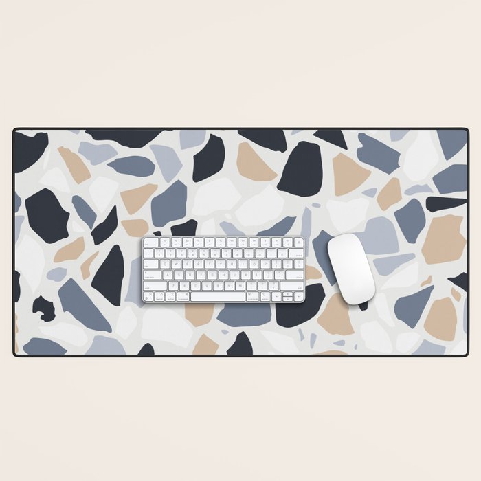 Terrazzo Mosaic Pattern, Gray and Neutral Desk Mat Gallery Image 1