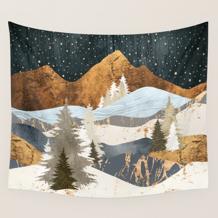 Winter Stars Wall Tapestry Gallery Image 1