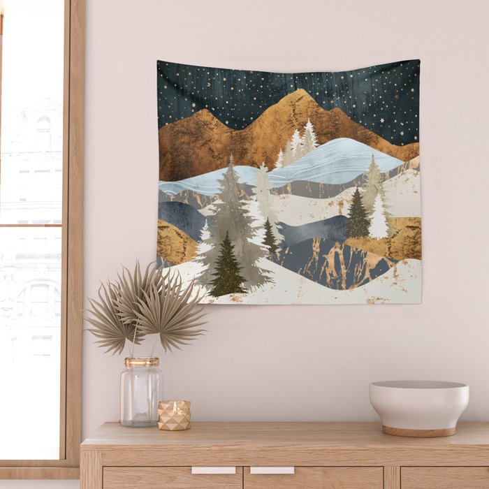 Winter Stars Wall Tapestry Gallery Image 2