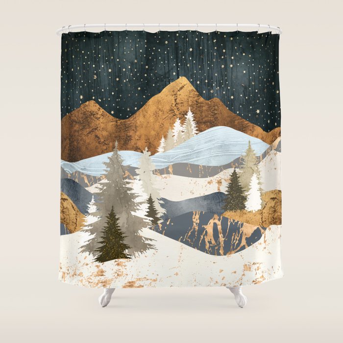 Winter Stars Shower Curtain Gallery Image 1