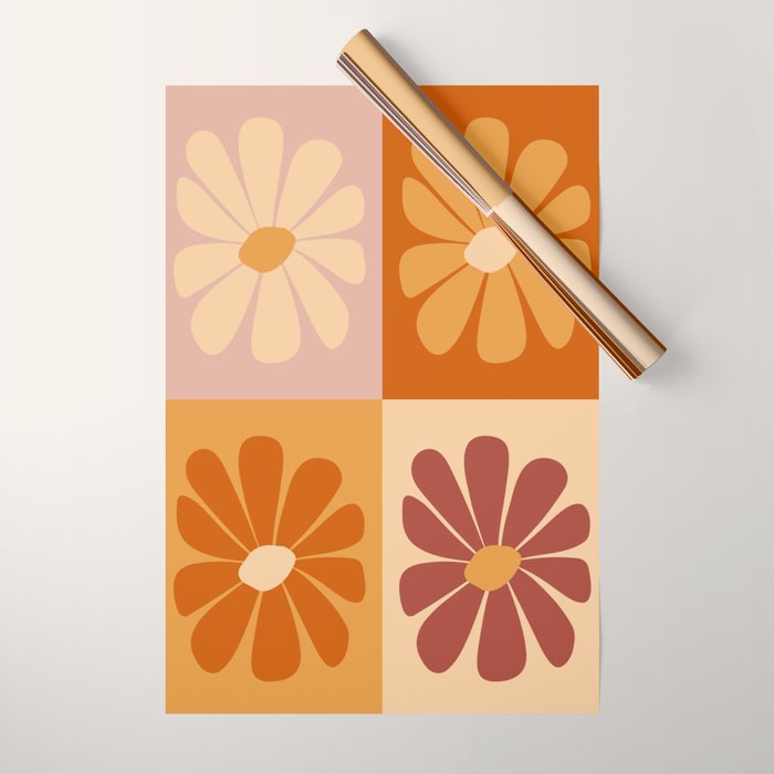 70's Daisy Bloom  Wrapping Paper Gallery Image 1