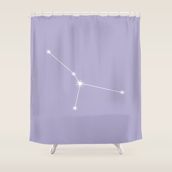 Cancer Zodiac Star Constellation Line Art Pastel Lavender Shower Curtain Gallery Image 1
