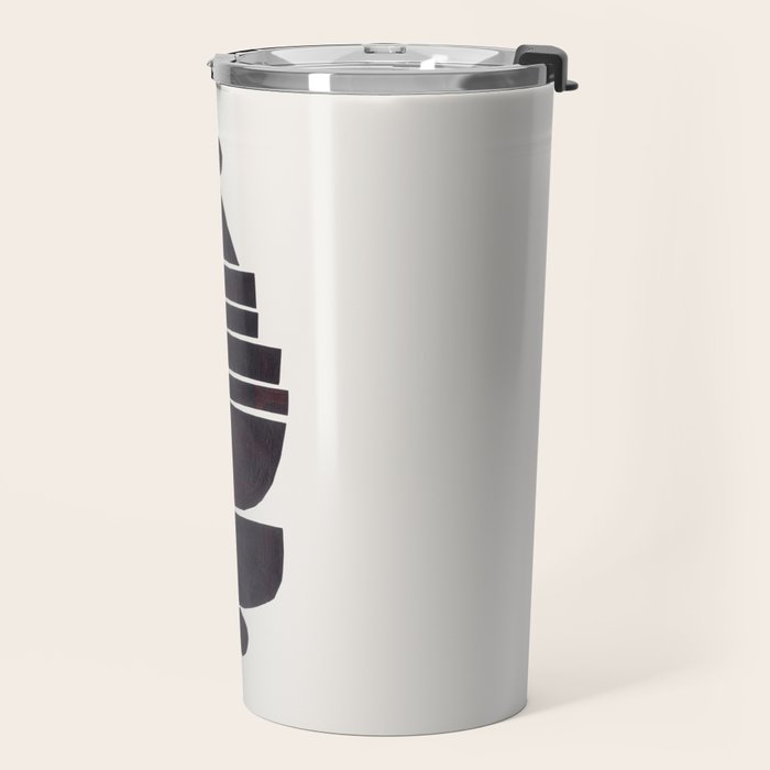 Black & White Minimalist Mid Century Paper collage Funky Black Ink Tribal Geometric by Ejaaz Haniff Travel Mug Gallery Image 2